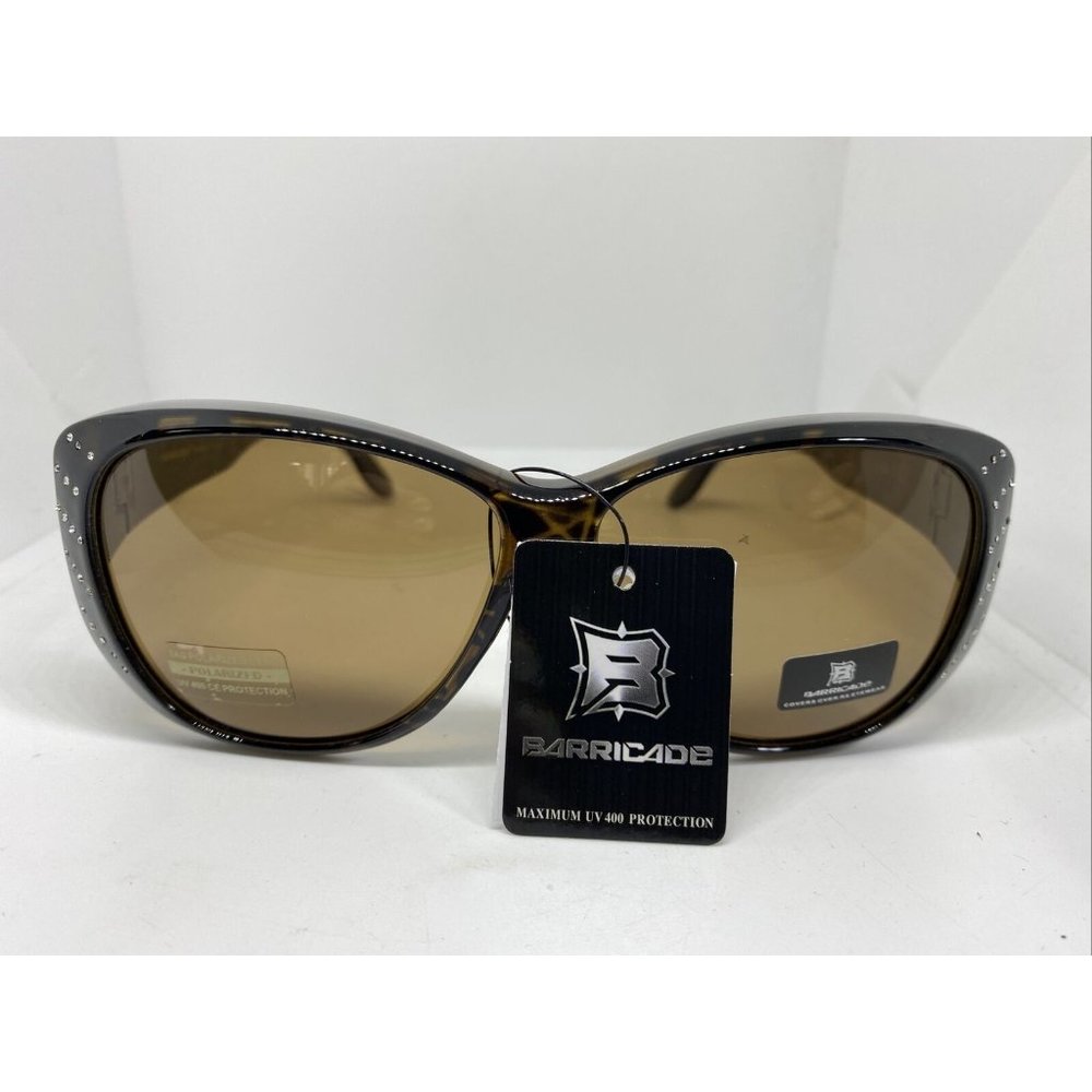 Barricade Cover Over Sunwear Polarized Lens Fits Over Most EyeGlasses Brown New